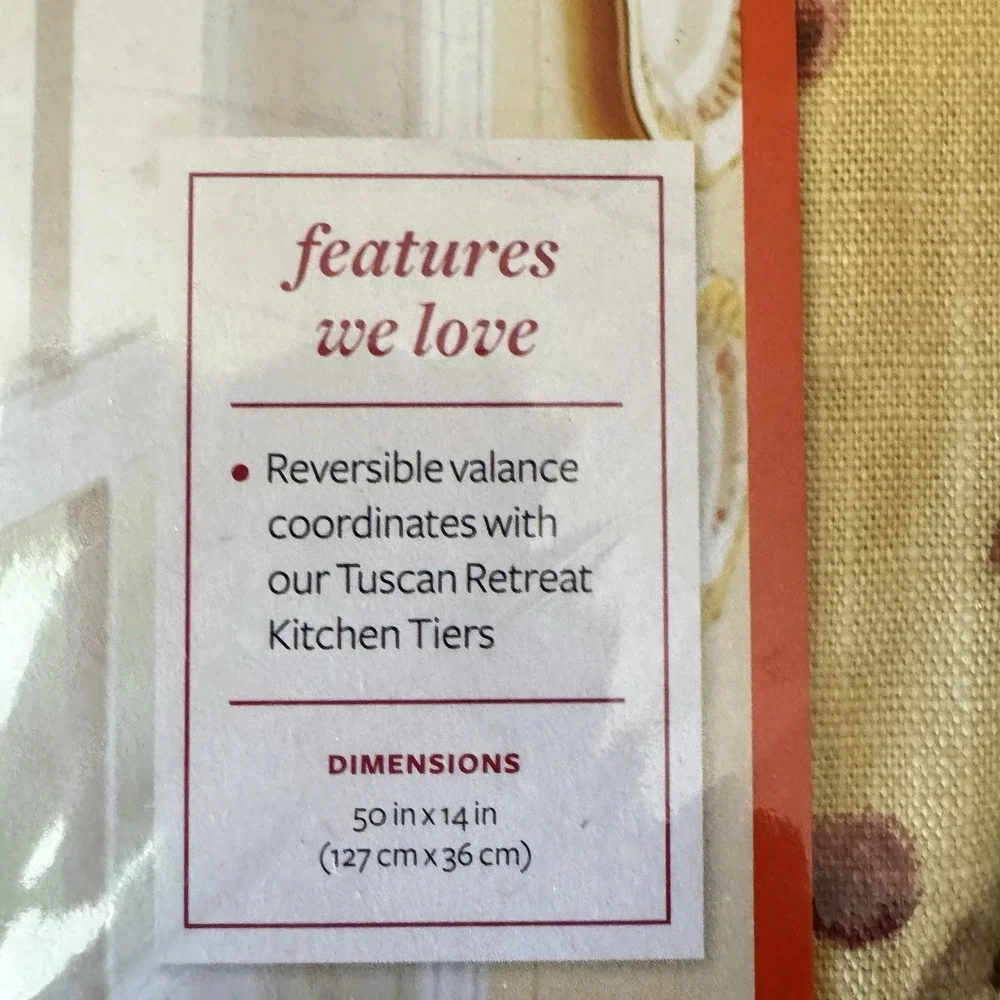 Better Homes and Garden Tuscan Retreat Valance Reversible Cotton 50
